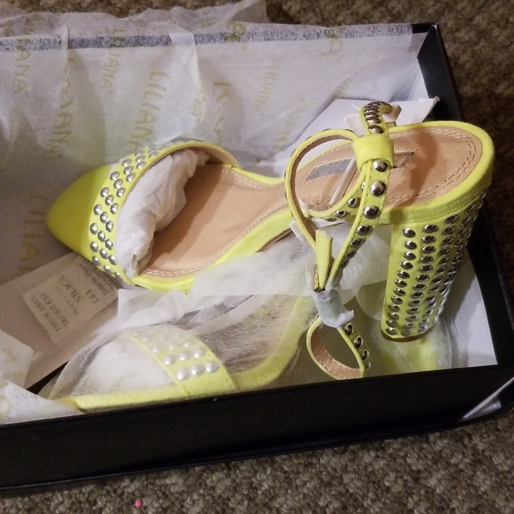 Neon Yellow Block Heels